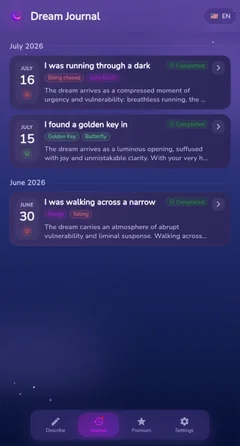 Lumeva private dream journal showing saved dreams